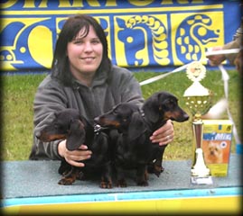 Breeding group in the 2nd place in Banska Bystrica 08/05/2005 - from left Eda, Stella, Bugatti